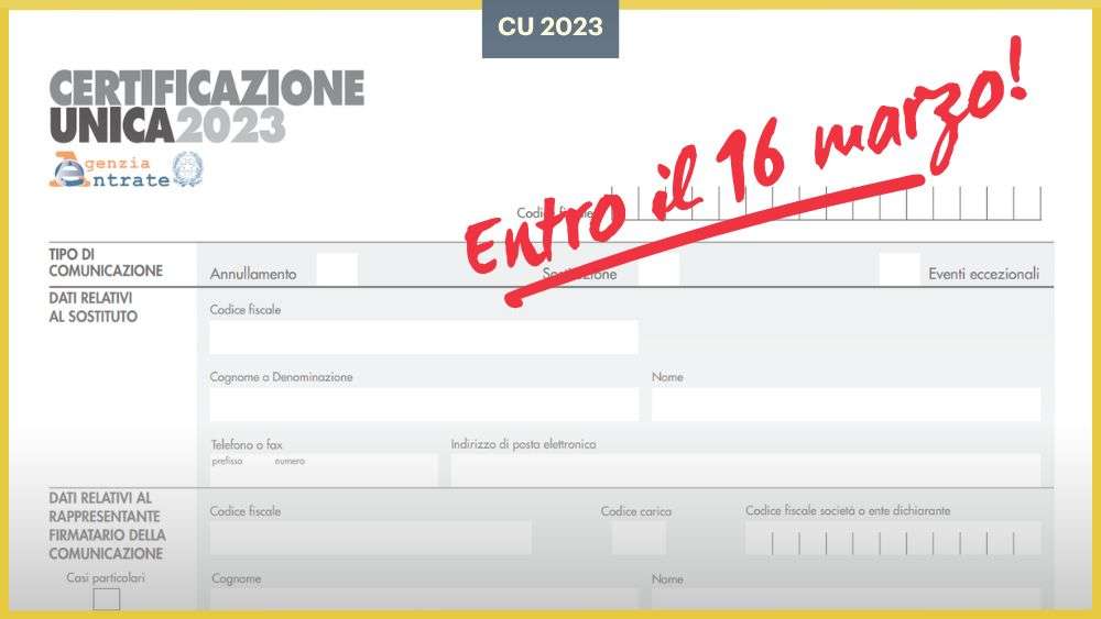 Certificazione Unica 2023, entro il 16 marzo la trasmissione all
