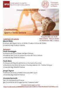 Locandina Costituzione, Sport e Terzo Settore