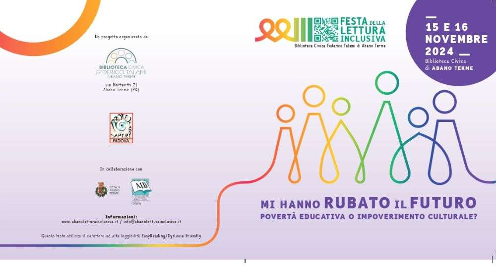 La Biblioteca Civica di Abano Terme organizza la Festa della lettura inclusiva il 15 e 16 novembre per combattere la povertà educativa