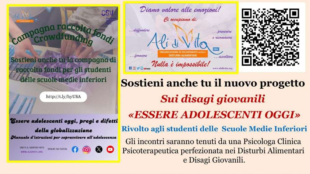 campagna di raccolta fondi Crowdfunding del nuovo progetto sui disagi giovanili "Essere adolescenti oggi. Pregi e difetti della globalizzazione"