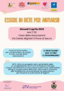 In arrivo un nuovo incontro informativo di Rete Lab a Piove di Sacco per comprendere al meglio il ruolo sociale delle associazioni