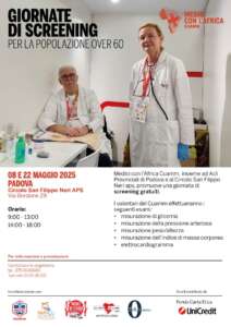 Medici con l'Africa CUAMM, insieme ad ACLI Padova e al Circolo San Filippo Neri aps, promuove una giornata di screening gratuiti