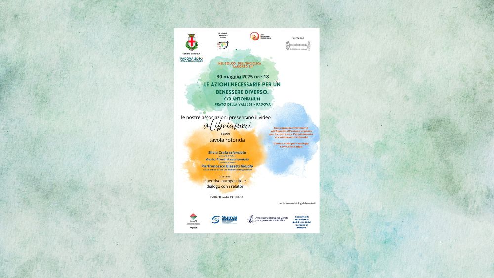 Serata conclusiva organizzata dall'Associazione Biologi del Veneto ven. 30 maggio alle 18:00 all'Antonianum