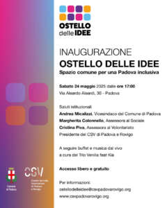 Locandina dell'evento di inaugurazione dell'Ostello delle Idee