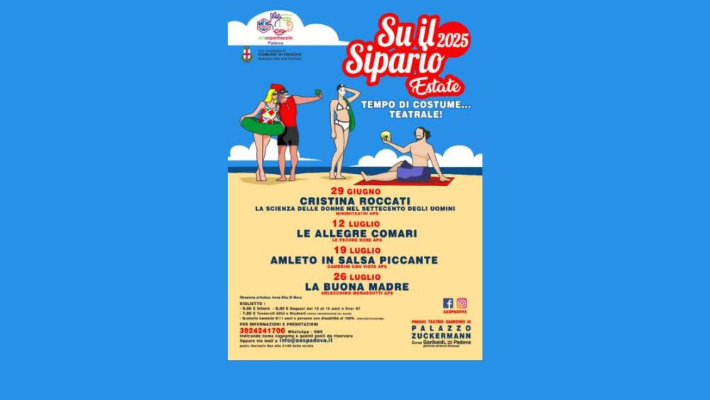 Acli Arte e Spettacolo Padova porta in scena quattro serate teatrali nel Teatro Giardino di Palazzo Zuckermann