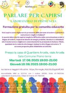 Laboratorio per chi desidera migliorare le proprie competenze nell'insegnamento della pronuncia in italiano con persone straniere