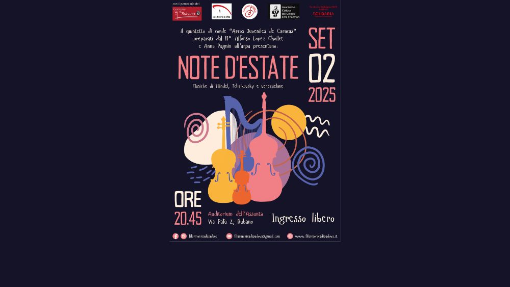 Concerto organizzato da APS Storia e vita con gli Arcos juveniles de Caracas mart. 2 settembre h20:45 all'Auditorium dell'Assunta di Rubano