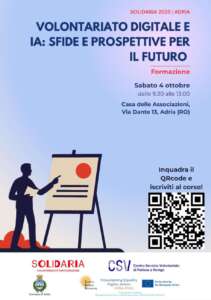 Formazione su volontariato digitale e intelligenza artificiale per le associazioni di Adria