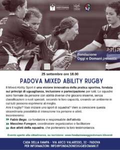 Connettiamo il territorio: il Padova Mixed Ability Rugby ospite della Fondazione Oggi e Domani per presentare il progetto