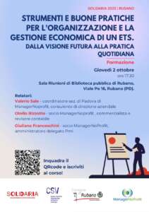 Un incontro di formazione a Rubano per rafforzare la capacità gestionale del Terzo Settore