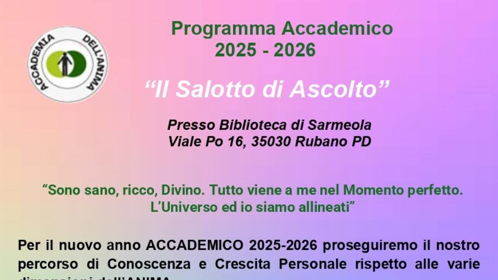 Il progetto Accademia dell'Anima propone un percorso di conoscenza e crescita personale rispetto alle varie dimensioni dell'anima