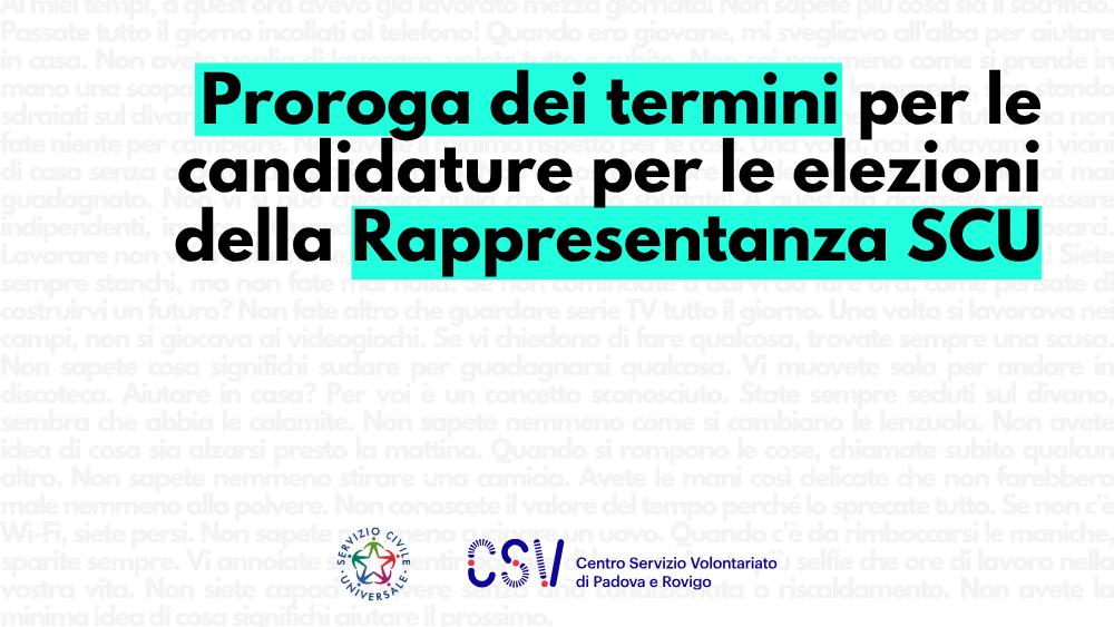 Proroga dei termini per le candidature degli operatori volontari SCU a Delegato delle Regioni, delle Province autonome e dell’estero