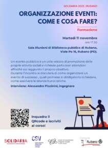 Formazione gratuita a Rubano per imparare ad organizzare un evento di successo