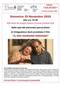 Una domenica di comunità e cinema: a Villaguattera si proietta il film “Il mio giardino persiano”