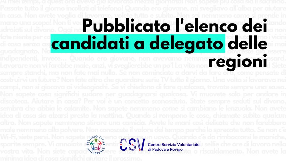 Tra i candidati, due operatori volontari del progetto promosso dal CSV di Padova e Rovigo