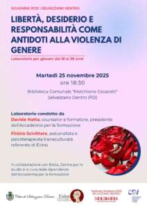 La Città di Selvazzano Dentro ed Eidos centro per lo studio e la cura delle dipendenze, nell'ambito di Solidaria, promuovono un laboratorio per giovani