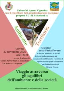 Il 27 novembre si terrà la terza e ultima serata del ciclo di divulgazione scientifica 2025 intitolato "Ambiente e territorio"
