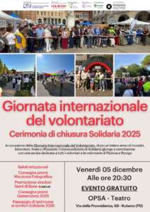 Venerdì 5 dicembre celebreremo la Giornata Internazionale del Volontariato con l'evento di chiusura di Solidaria 2025