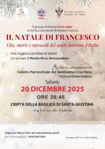 Una serata di letture e musica per accompagnarci verso il Natale, sulle orme di San Francesco d’Assisi, tra vita, morte e miracoli del santo patrono d’Italia