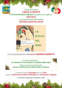 Il Gruppo di Lettura LIBER-A-MENTE dell'Università Aperta Vigontina si prepara ad accogliere il Natale con la presentazione del romanzo "Spegni questo buio".