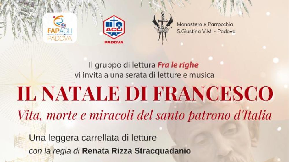 Una serata di letture e musica per accompagnarci verso il Natale, sulle orme di San Francesco d’Assisi, tra vita, morte e miracoli del santo patrono d’Italia